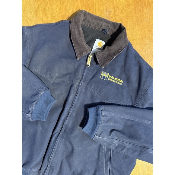 Vintage Carhartt J14 MDT Navy Blue Santa‎ Fe Canvas Quilt Lined Jacket Men's 2XL